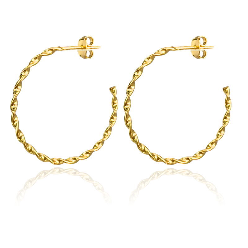 BRINCO ARGOLA FIO TORCIDO (3 cm) - BANHADO A OURO 18K