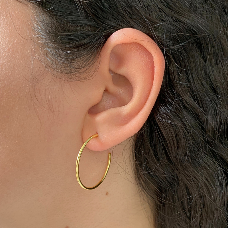 BRINCO ARGOLA FIO LISO (3 cm) - BANHADO A OURO 18K