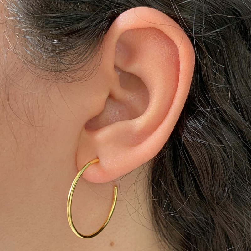 BRINCO ARGOLA FIO LISO (3 cm) - BANHADO A OURO 18K
