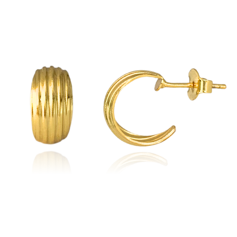 BRINCO ARGOLA TRABALHADA (1 cm) - BANHADO A OURO 18K