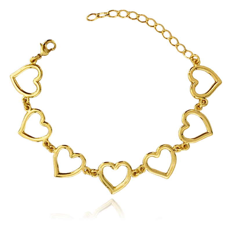 PULSEIRA CORAÇÕES - BANHADO A OURO 18K