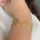 PULSEIRA CORAÇÕES - BANHADO A OURO 18K