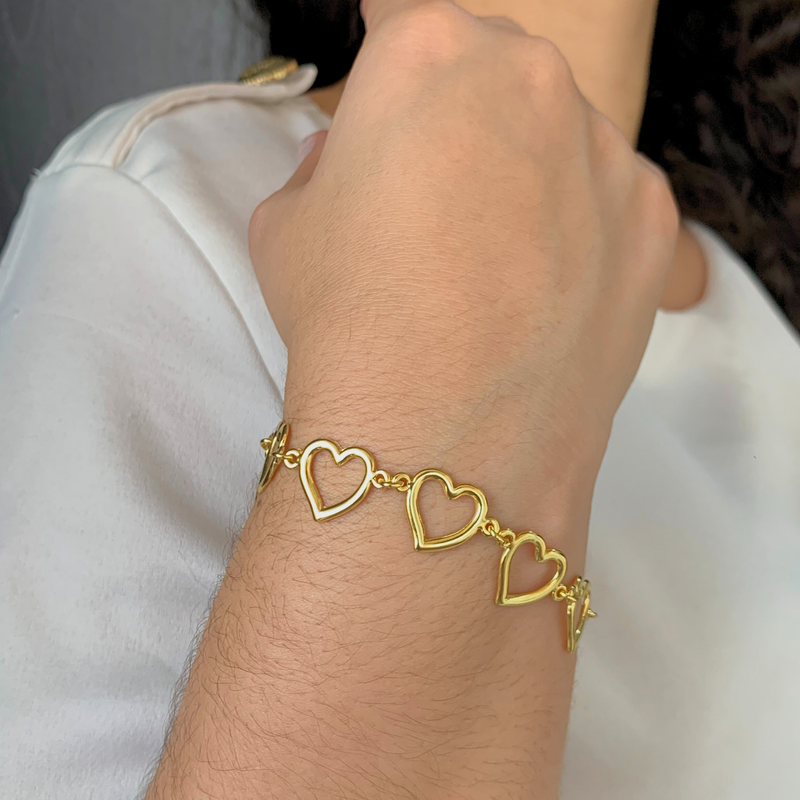 PULSEIRA CORAÇÕES - BANHADO A OURO 18K