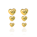 BRINCO TRIO CORAÇÕES LISOS - (KIT 3 BRINCOS) - BANHADO A OURO 18K