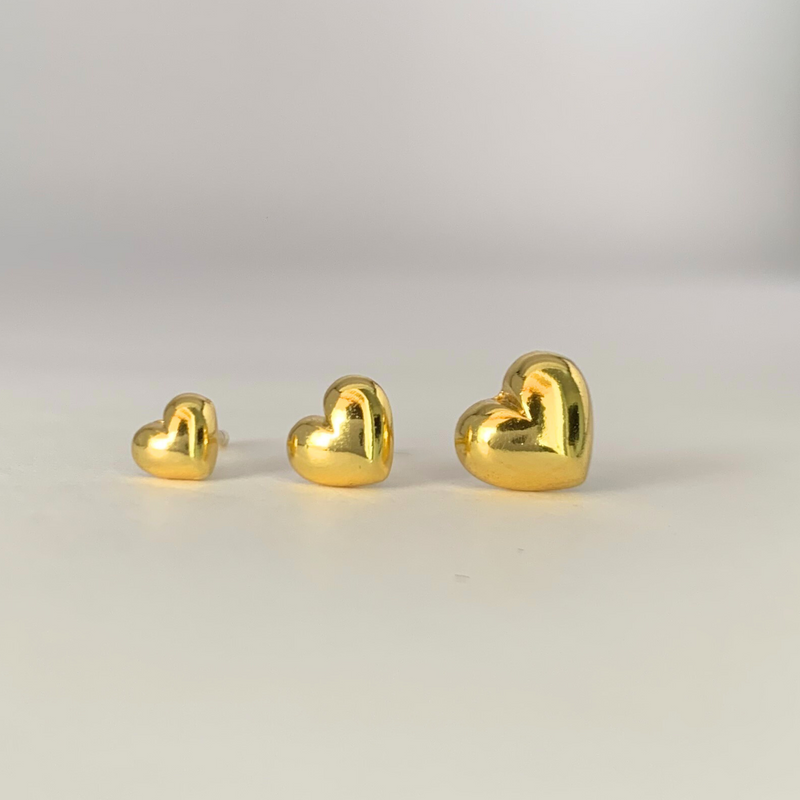 BRINCO TRIO CORAÇÕES LISOS - (KIT 3 BRINCOS) - BANHADO A OURO 18K