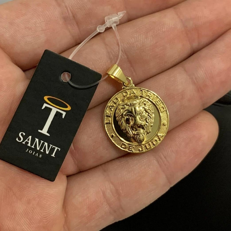 PINGENTE MEDALHA LEÃO DA TRIBO DE JUDÁ (2,3cm) - BANHADO A OURO 18K