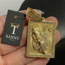 PINGENTE PLACA FÉ CRAVEJADA (4cm) - BANHADO A OURO 18K