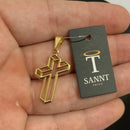 PINGENTE DE CRUZ 3D CHAPADO (3,5cm)- BANHADO A OURO 18K