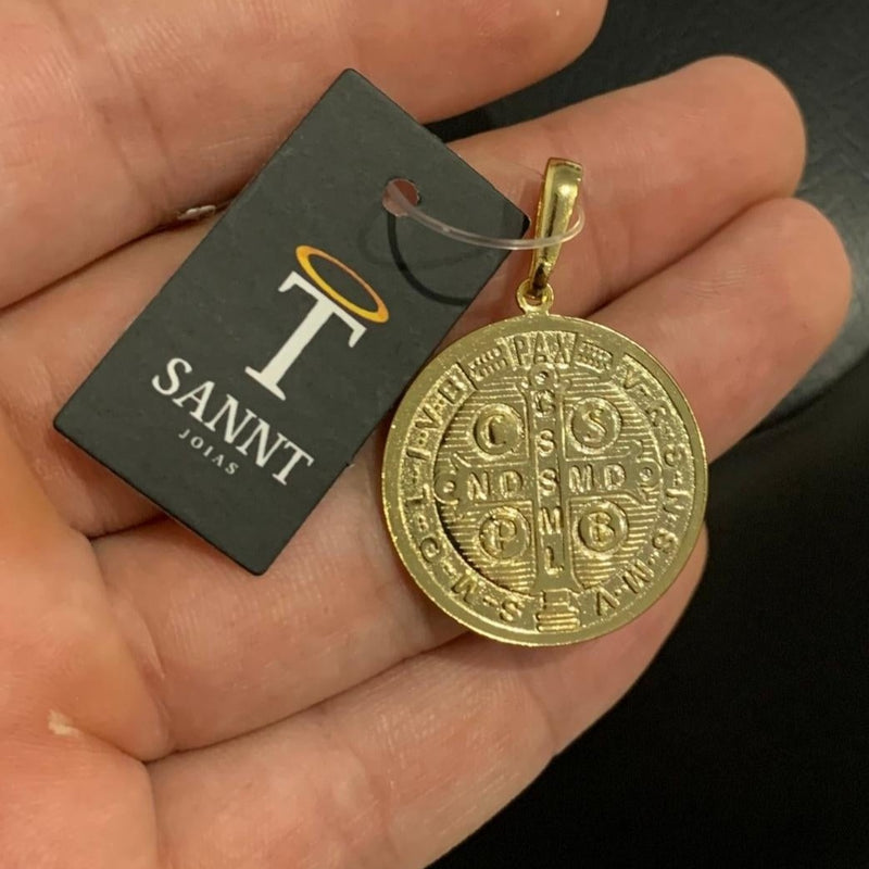 PINGENTE MEDALHA SÃO BENTO (2,5cm) - BANHADO A OURO 18K