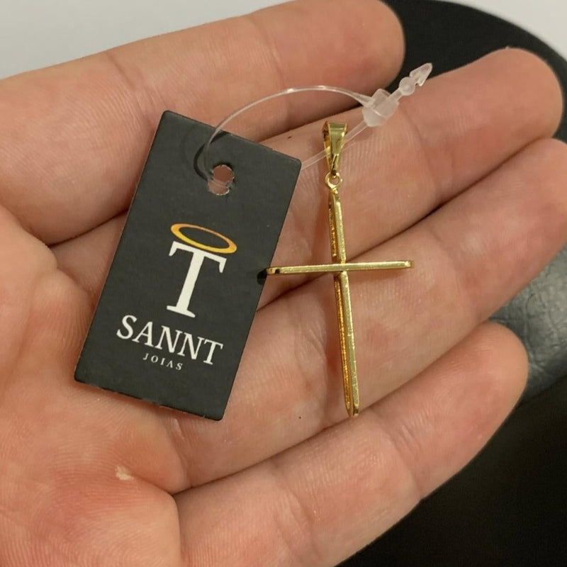 PINGENTE CRUCIFIXO 3D VAZADO (2,8cm) - BANHADO A OURO 18K