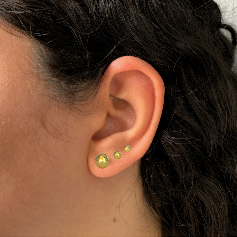 BRINCO TRIO BOLAS - (KIT 3 BRINCOS) - BANHADO A OURO 18K