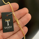 CORRENTE ELO BAIANO (2mm) + PINGENTE MINI PLACA CRUZ VAZADA (1,8cm) - BANHADO A OURO 18K