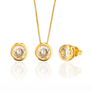 GARGANTILHA + BRINCO PONTO DE LUZ CRAVAÇÃO INGLESA - (KIT) - BANHADO A OURO 18K