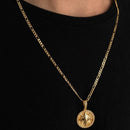 CORRENTE FIGARO 3X1 (3mm) + PINGENTE ROSA DOS VENTOS (2,5cm) - BANHADO A OURO 18K