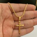 CORRENTE ELO BAIANO (2mm) + PINGENTE CRUZ PALITO (2,9cm) - BANHADO A OURO 18K