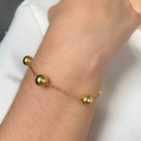 PULSEIRA CADEADO FINO C/ BOLAS - BANHADO A OURO 18K