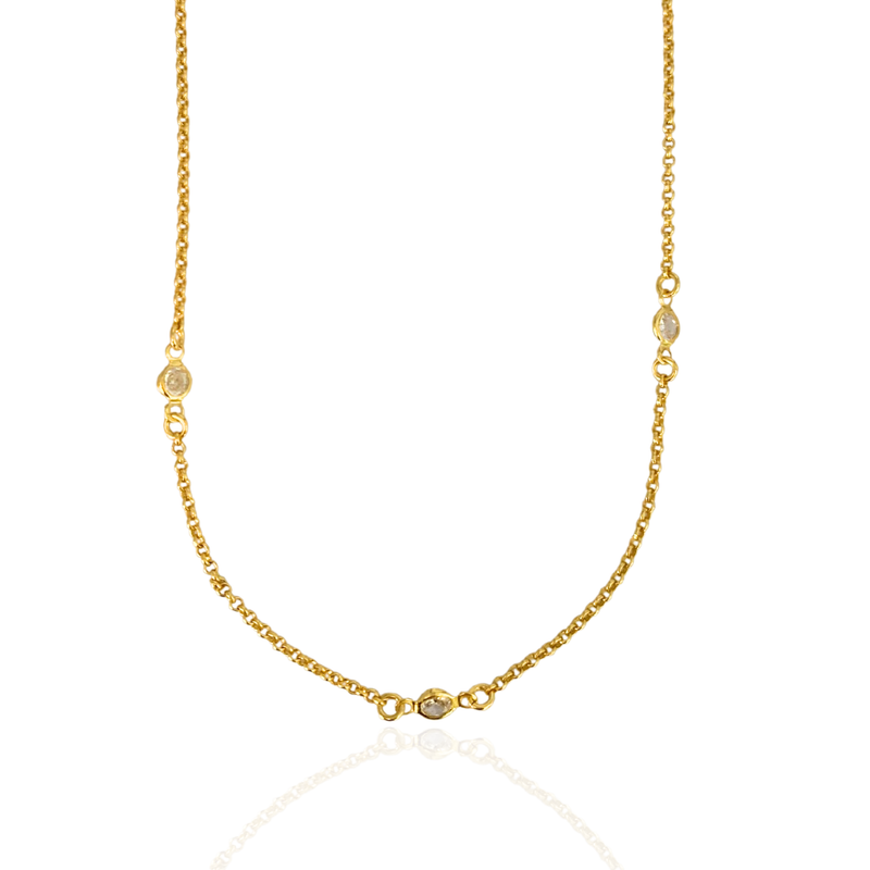 CHOKER ELO PORTUGUES C/ CRISTAIS - 40 cm - BANHADO A OURO 18K