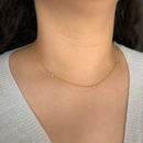 CHOKER ELO PORTUGUES C/ CRISTAIS - 40 cm - BANHADO A OURO 18K