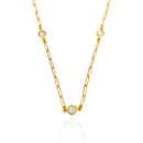 CHOKER ELO CADEADO FINO C/ CRISTAIS - 40 cm - BANHADO A OURO 18K