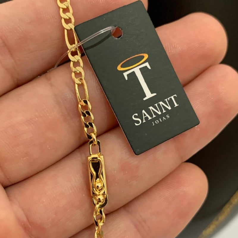 CORRENTE FIGARO 3X1 (3mm) - BANHADO A OURO 18K
