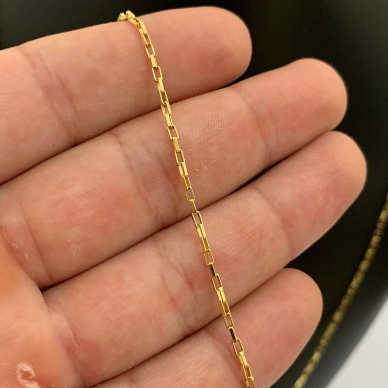 CORRENTE TIJOLINHO (1,5mm) + PINGENTE DE CRUZ 3D CHAPADO (3,5cm)- BANHADO A OURO 18K