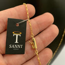 CORRENTE TIJOLINHO (1,5mm) + PINGENTE MINI PLACA CRUZ VAZADA (1,8cm) - BANHADO A OURO 18K