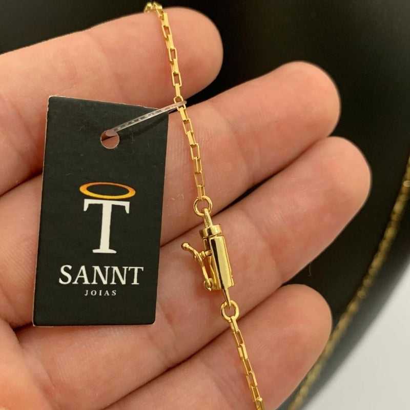 CORRENTE TIJOLINHO (1,5mm) + PINGENTE ESCUDO DA FÉ (3cm) - BANHADO A OURO 18K
