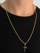 CORRENTE ELO BAIANO (2mm) + PINGENTE CRUZ PALITO (2,9cm) - BANHADO A OURO 18K
