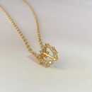 GARGANTILHA + BRINCO CORAÇÃO CRAVEJADO COM CRUZ  - BANHADO A OURO 18K
