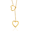 GARGANTILHA GRAVATA COM 2 CORAÇÕES - BANHADO A OURO 18K