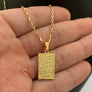 CORRENTE TIJOLINHO (1,5mm) + PINGENTE PLACA SALMO 23 (2,2CM) - BANHADO A OURO 18K