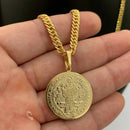 CORRENTE GRUMET DUPLA (4mm) + PINGENTE MEDALHA SÃO BENTO (2,5cm) - BANHADO A OURO 18K