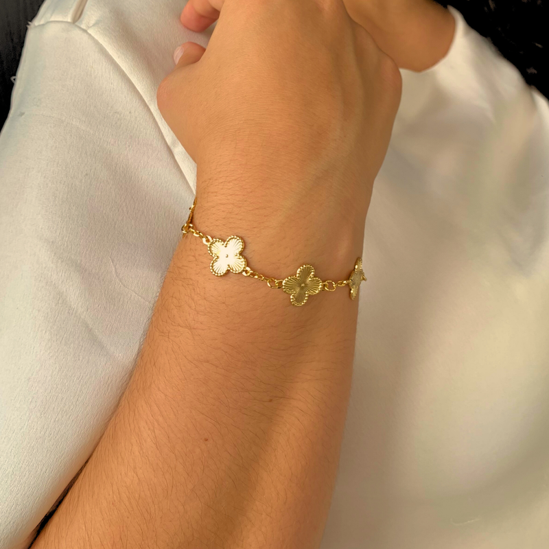 PULSEIRA VAN CLEEF DOURADA - BANHADO A OURO 18K