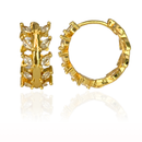 BRINCO ARTICULADO FOLHAS NAVETES - BANHADO A OURO 18K
