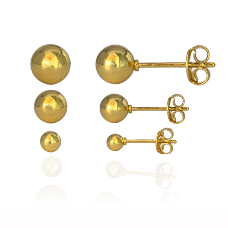 BRINCO TRIO BOLAS - (KIT 3 BRINCOS) - BANHADO A OURO 18K