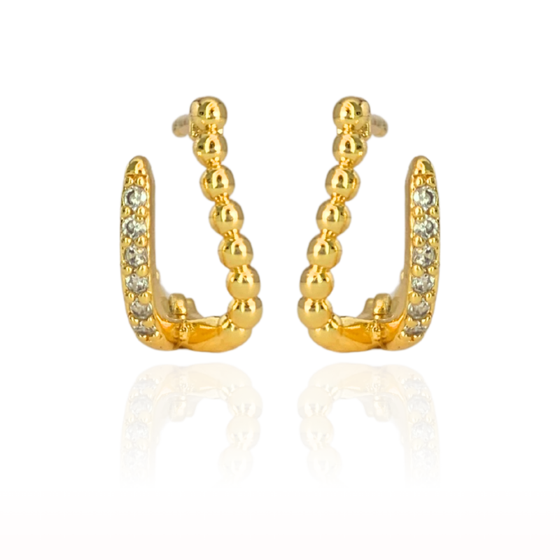 BRINCO ARTICULADO FIO DUPLO - BANHADO A OURO 18K