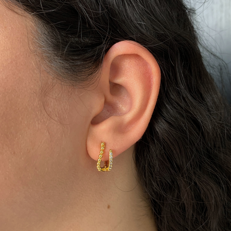BRINCO ARTICULADO FIO DUPLO - BANHADO A OURO 18K