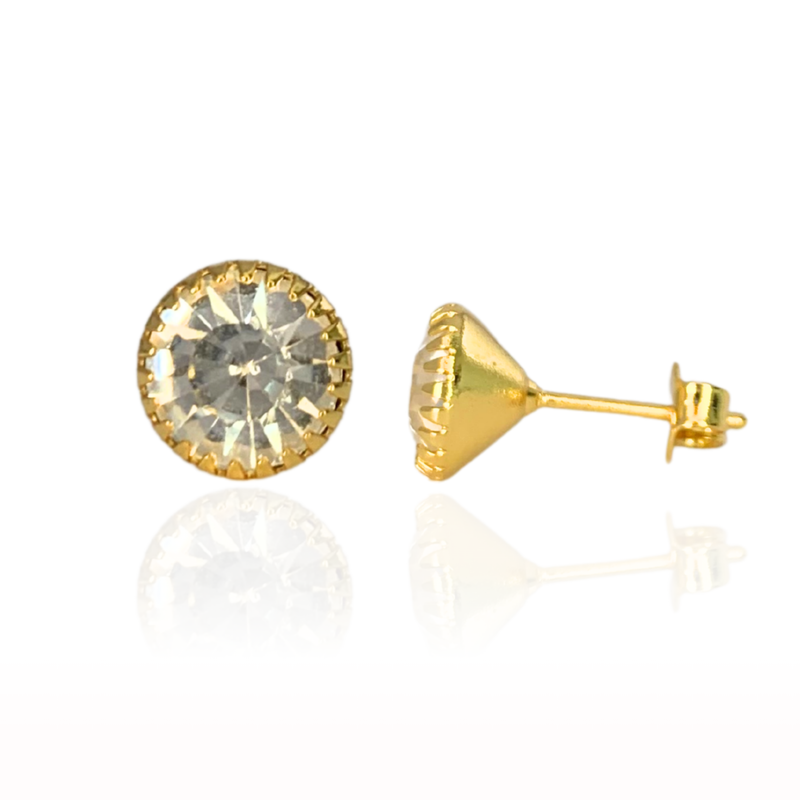 BRINCO PONTO DE LUZ CRISTAL - BANHADO A OURO 18K