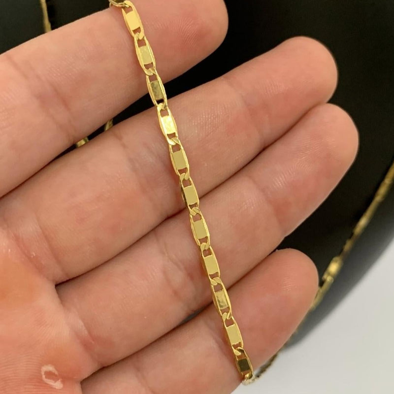 CORRENTE PIASTRINE (4mm) - BANHADO A OURO 18K