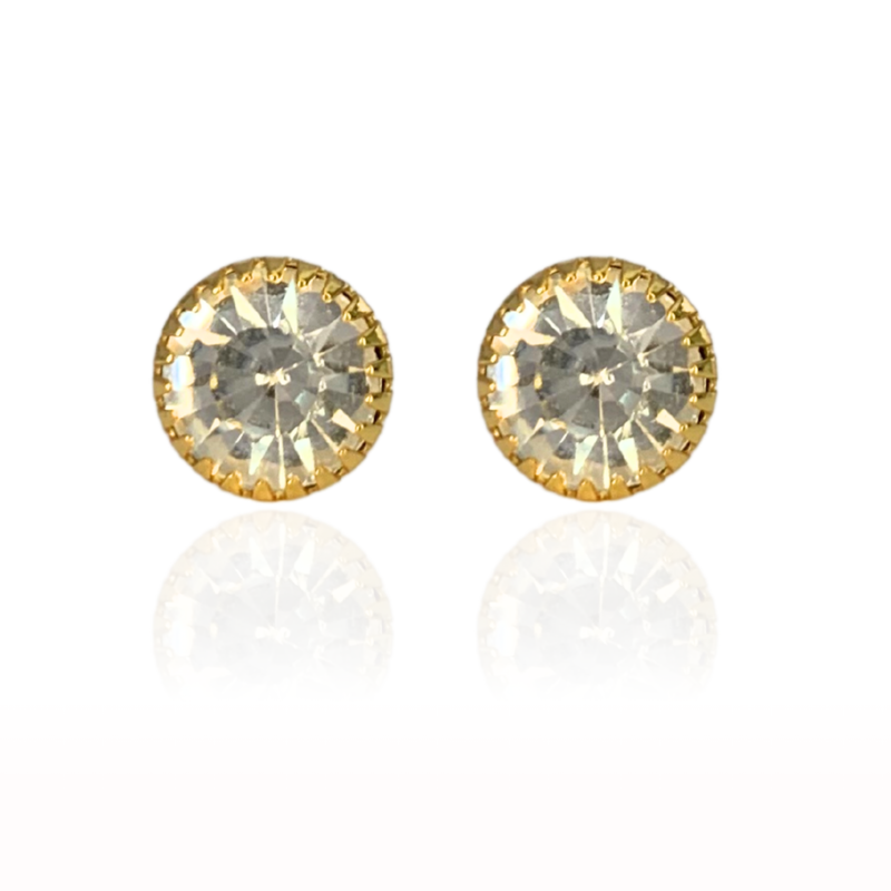 BRINCO PONTO DE LUZ CRISTAL - BANHADO A OURO 18K