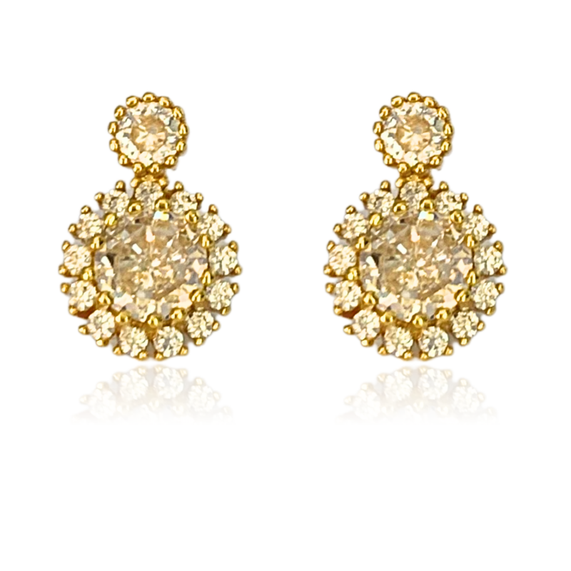 BRINCO CRISTAL CRAVEJADO COM ZIRCONIA - BANHADO A OURO 18K