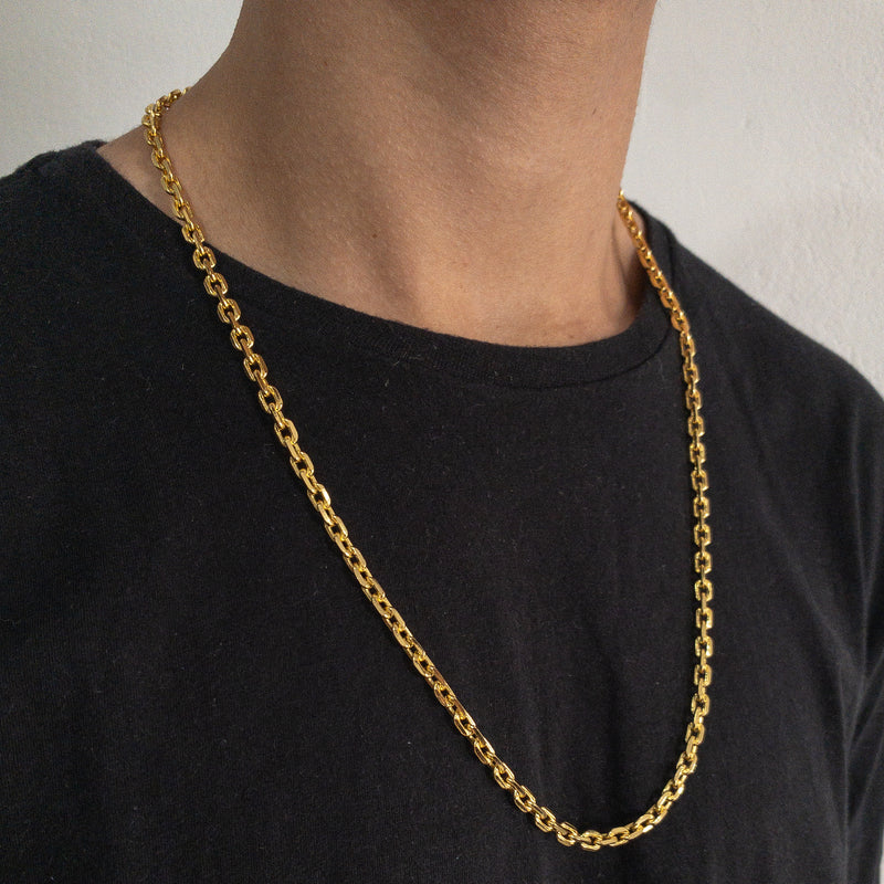 CORRENTE CADEADO (5mm) - BANHADO A OURO 18K