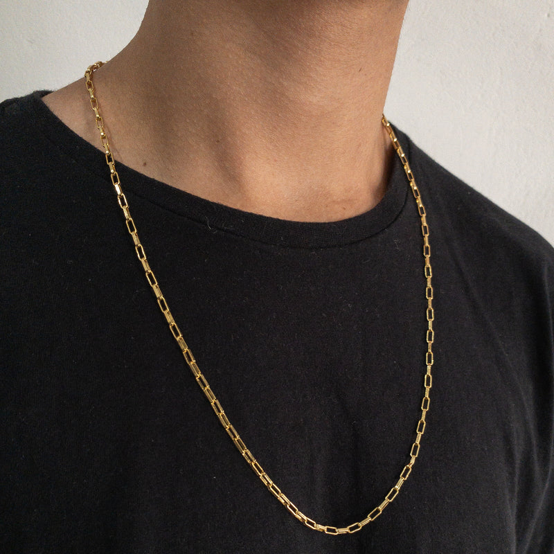CORRENTE CADEADO LONG (4mm) - BANHADO A OURO 18K