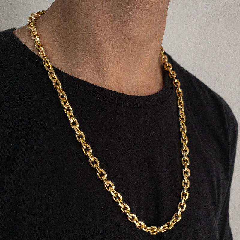 CORRENTE CADEADO (8mm) - BANHADO A OURO 18K