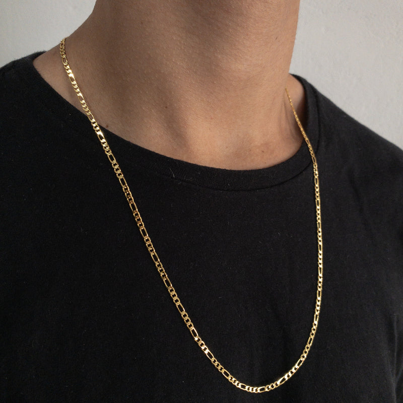 CORRENTE FIGARO 3X1 (3mm) - BANHADO A OURO 18K
