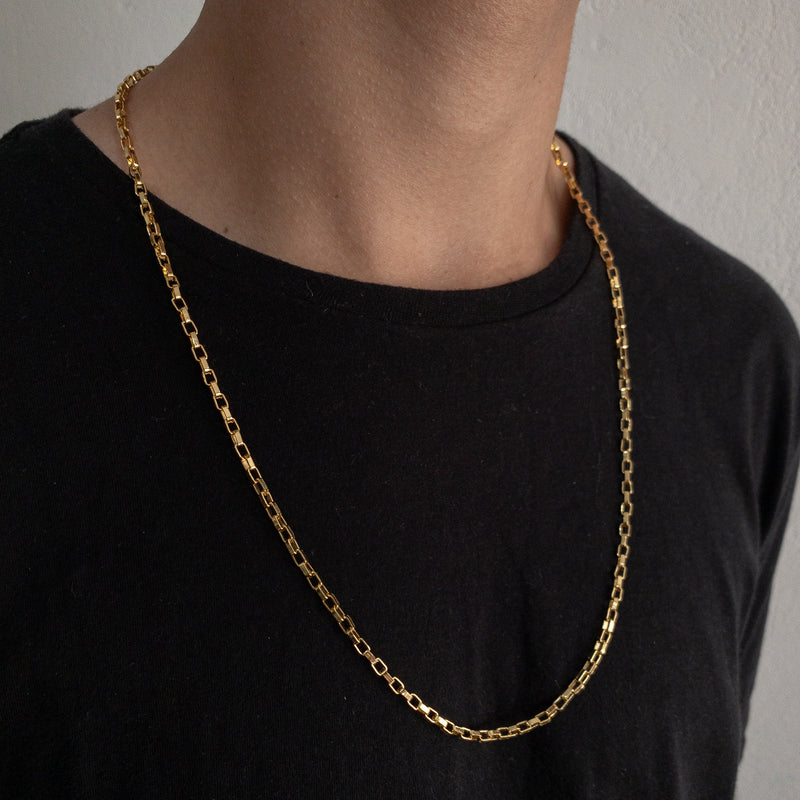 CORRENTE TIJOLINHO (4mm) - BANHADO A OURO 18K