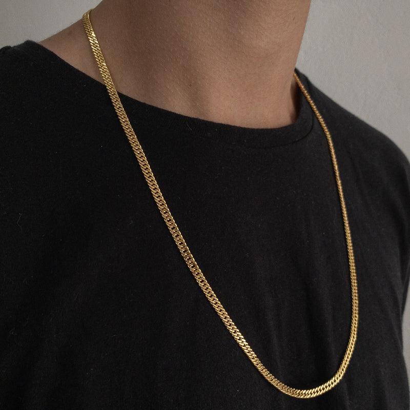 CORRENTE GRUMET DUPLA (4mm) - BANHADO A OURO 18K