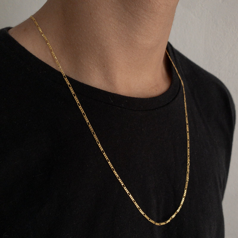 CORRENTE FIGARO 3X1 (1mm) - BANHADO A OURO 18K