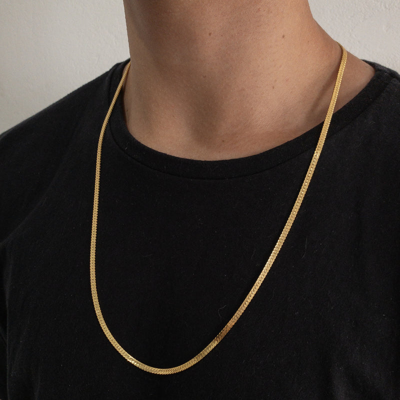 CORRENTE CADEADO FLAT (4mm) BANHADO A OURO 18K