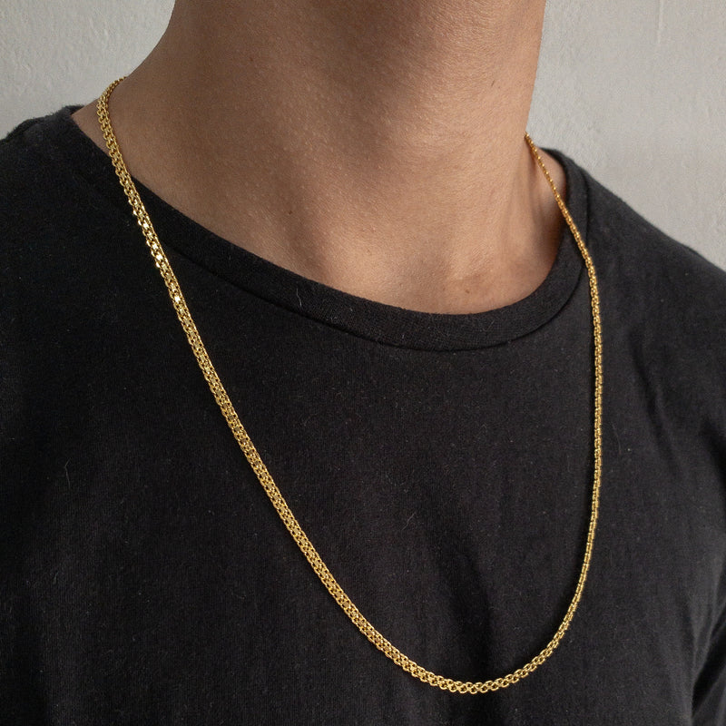 CORRENTE CADEADO DUPLO (4mm) - BANHADO A OURO 18K
